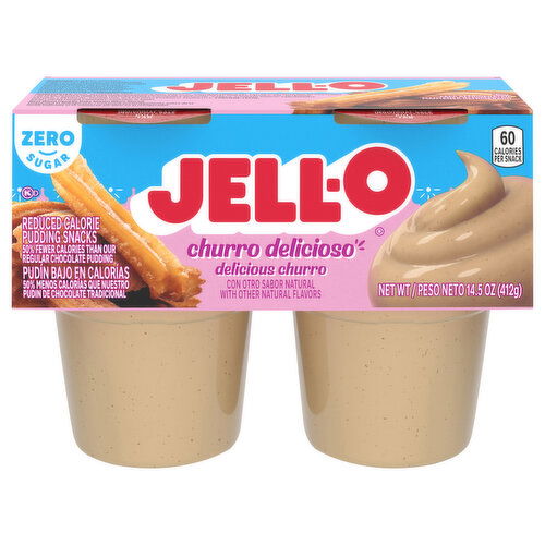 Jell-O Zero Sugar Churro Delicioso Ready-to-Eat Pudding Snack Cups