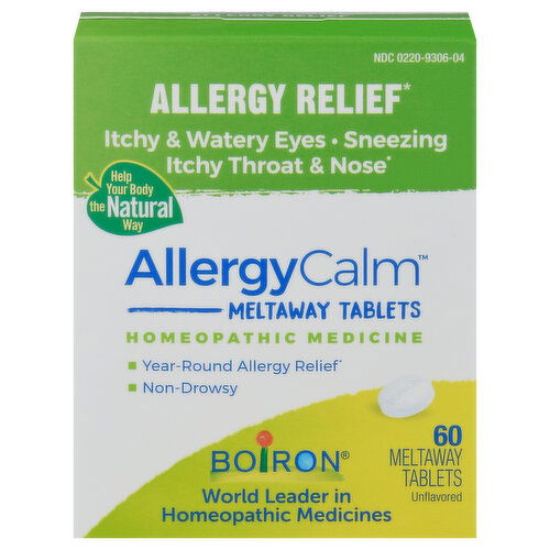 Boiron AllergyCalm Allergy Relief, Unflavored, Meltaway Tablets