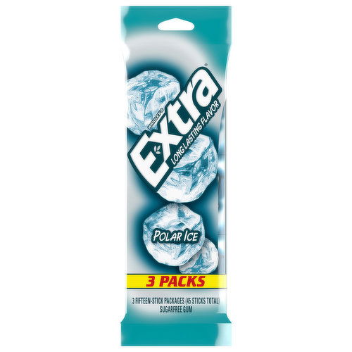 Extra Gum, Sugar Free, Polar Ice, 3 Packs