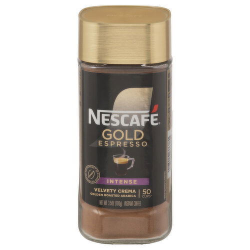 Nescafe Gold Espresso Coffee, Instant, Golden Roasted Arabica, Velvety Crema, Intense