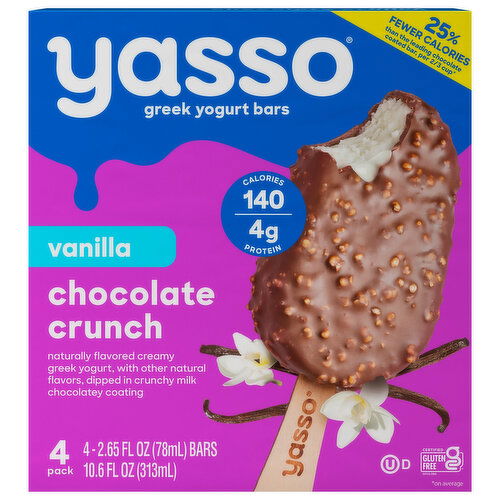 Yasso Yogurt Bars, Chocolate, Crunch, Greek, Frozen, Vanilla