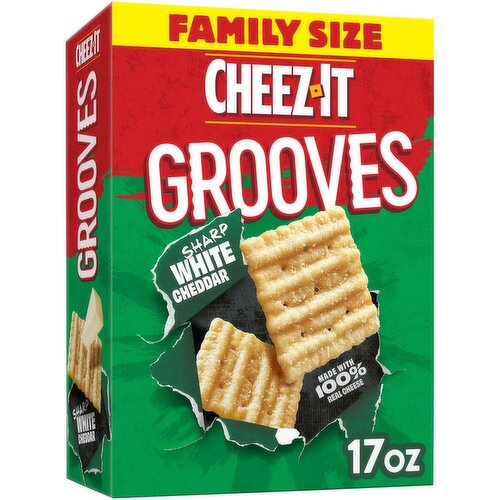 Cheez-It Grooves Crunchy Cheese Crackers, Sharp White Cheddar, Family Size