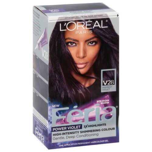 Feria Permanent Haircolour Gel, Deepest Violet V28