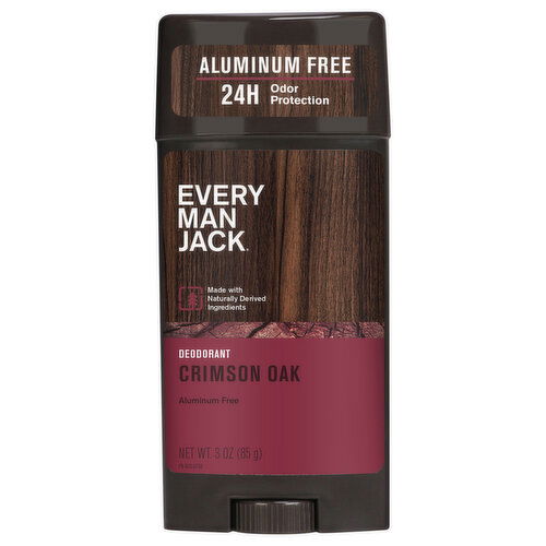 Every Man Jack Deodorant, Aluminum Free, Crimson Oak