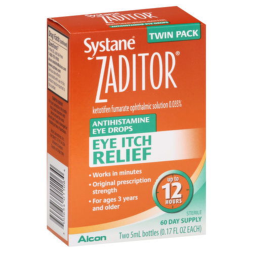 Zaditor Antihistamine Eye Drops, Eye Itch Relief, Twin Pack