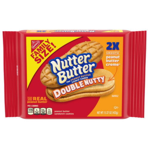 NUTTER BUTTER Double Nutty Peanut Butter Sandwich Cookies, Family Size