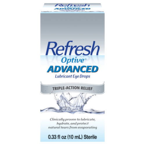 Refresh Optive Eye Drops, Lubricant, Advanced, Triple-Action Relief