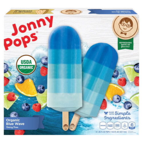 JonnyPops Pops, Dairy Free, Organic, Blue Wave