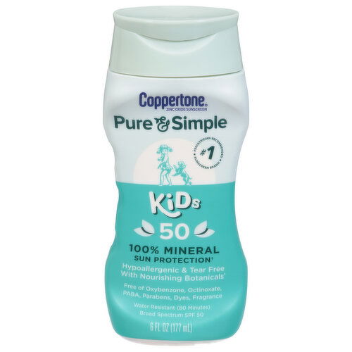 Coppertone Pure & Simple Sunscreen, Kids, Broad Spectrum SPF 50