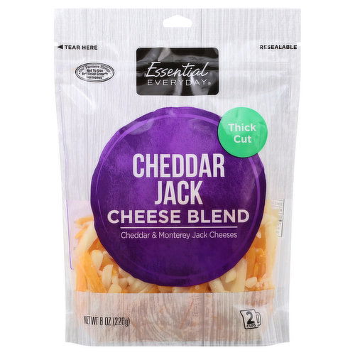 Essential Everyday Cheese Blend, Cheddar Jack, Thick Cut, Shredded