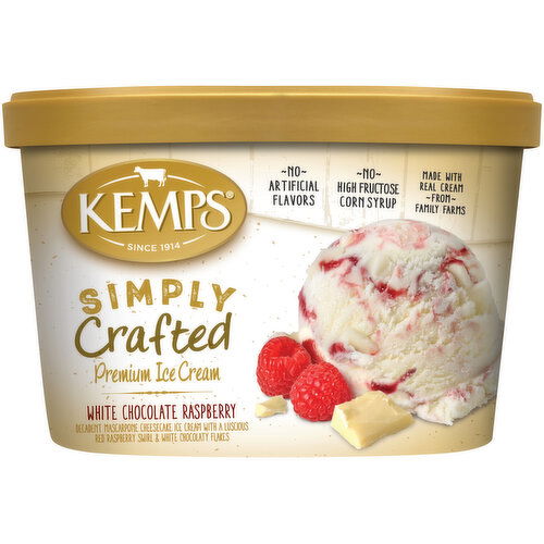 Kemps Simply Crafted White Chocolate Raspberry Premium Ice Cream