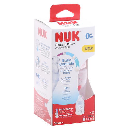 NUK Smooth Flow Bottles, Anti-Colic, 5 Ounce, 0+ Months