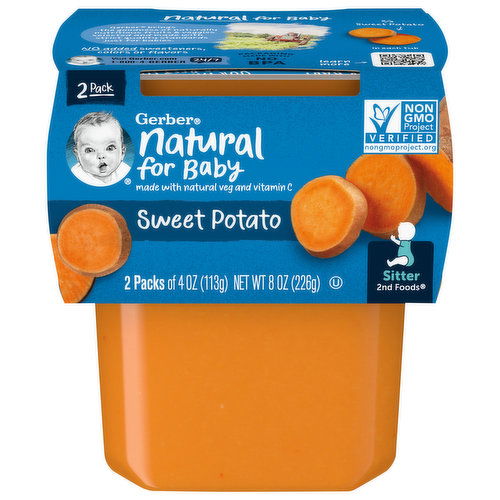 Gerber Natural for Baby Sweet Potato, Sitter 2nd Foods, 2 Pack