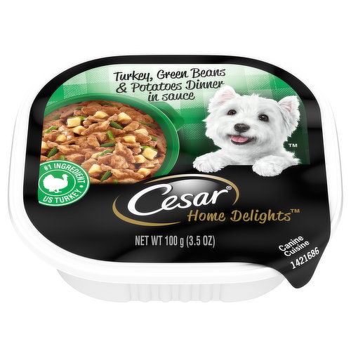 Cesar Home Delights Canine Cuisine, Turkey, Green Beans & Potatoes Dinner in Sauce