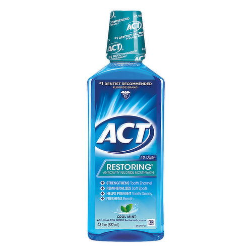 ACT Restoring Mouthwash, Anticavity Fluoride, Cool Mint