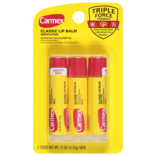 Carmex Lip Balm, Medicated, Classic, SPF 15