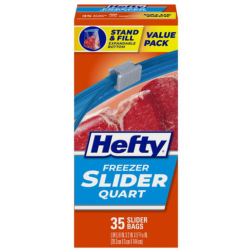 Hefty Slider Bags, Freezer, Quart, Value Pack