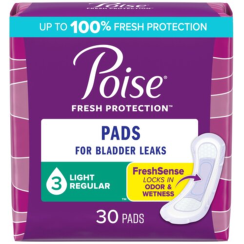 Poise Fresh Potection Pads, Light, Regular