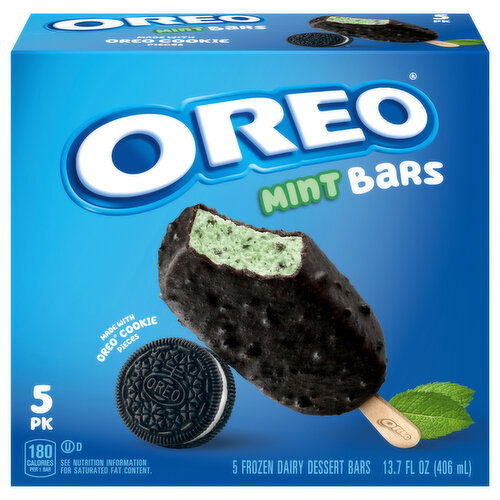 Oreo Frozen Dairy Dessert Bars, Mint, 5 Pack