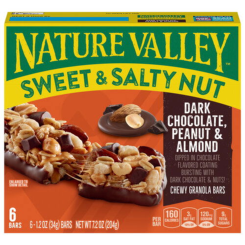 Nature Valley Granola Bars, Dark Chocolate, Peanut/Almond, Chewy