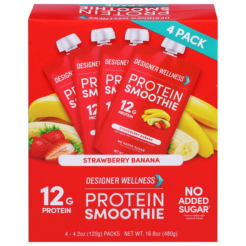 Designer Wellness Protein Smoothie, Strawberry Banana, 4 Pack