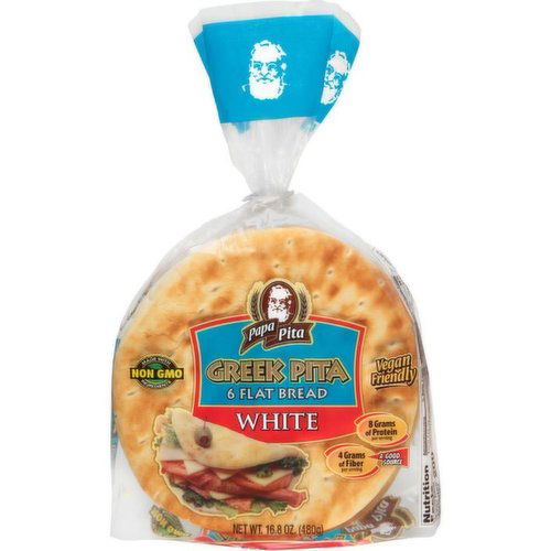 Papa Pita Greek Pita 6 Flat Bread White