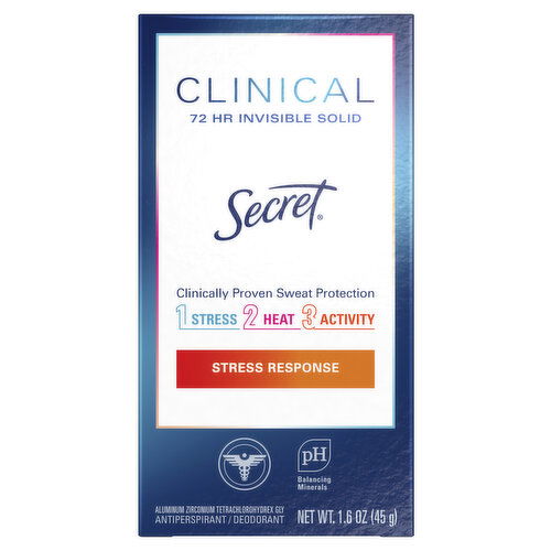 Secret Clinical Strength Clinical Strength Invisible Solid Antiperspirant and Deodorant for Women, Stress Response, 1.6 oz