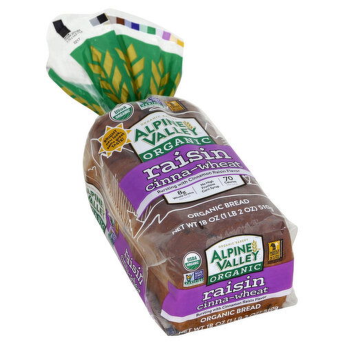 Alpine Valley Organic Bread, Organic, Raisin Cinna-Wheat