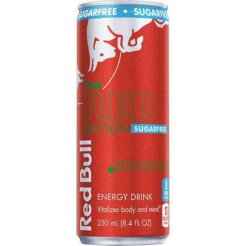 Red Bull Red Edition Sugar Free Energy Drink, Watermelon, 80mg Caffeine