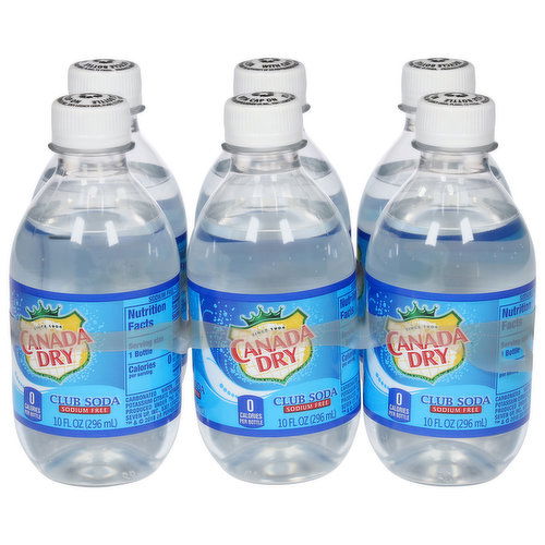 Canada Dry Club Soda, Sodium Free, 6-Pack