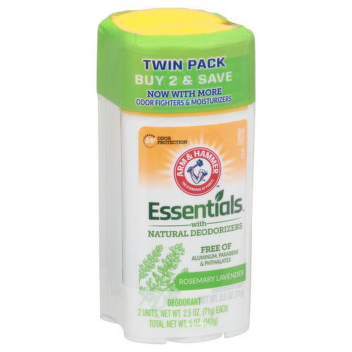 Arm & Hammer Essentials Deodorant, Rosemary Lavender, Twin Pack