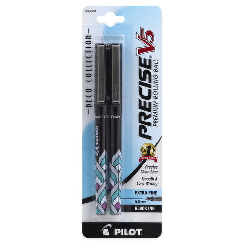 Pilot Deco Collection Precise V5 Pens, Black Ink, Extra Fine (0.5 mm)