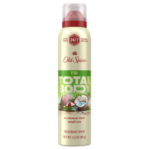 Old Spice Deodorant Spray, Aluminum Free + Sensitive, Total Body, Fiji