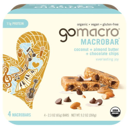 GoMacro MacroBars, Coconut + Almond Butter + Chocolate Chips