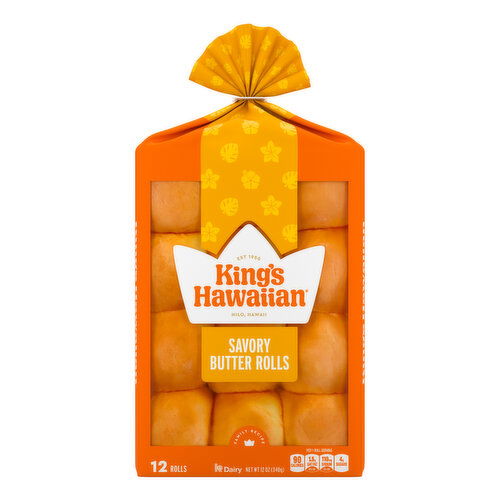 Kings Hawaiian Savory Butter Rolls, 12 Count