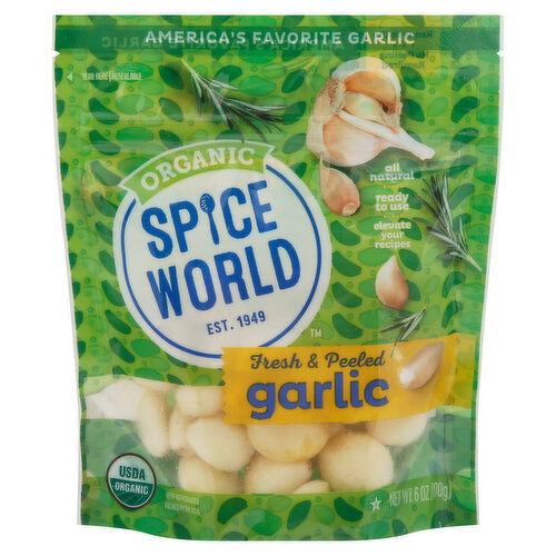 Spice World Organic Garlic, Fresh & Peeled