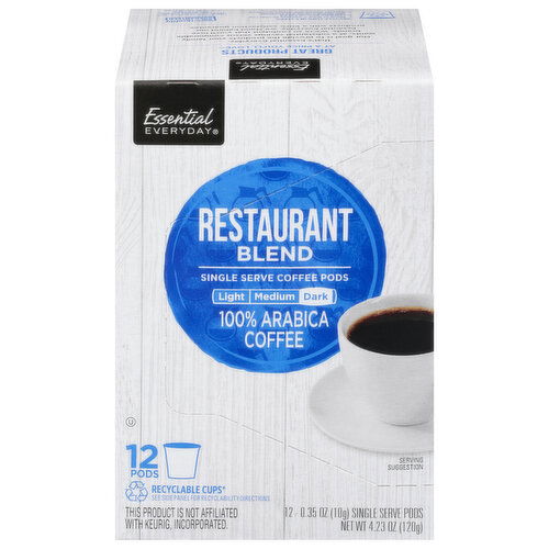 Essential Everyday Single Serve Pods 100% Arabica Dark Roast Restaurant Blend Coffee