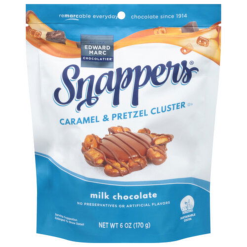 Edward Marc Chocolatier Snappers Caramel & Pretzel Cluster, Milk Chocolate