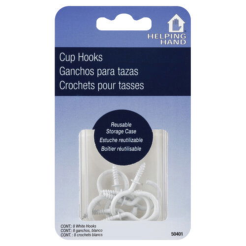Helping Hand Cup Hooks, White