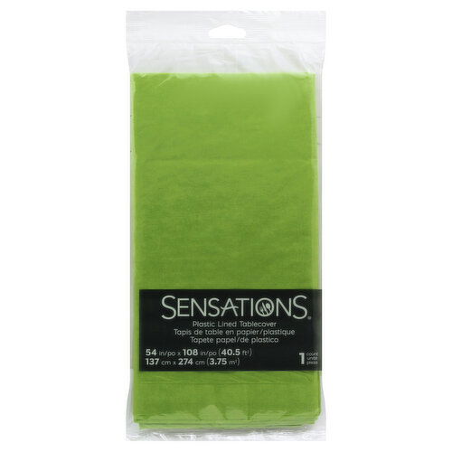 Sensations Tablecover, Plastic Lined, Fresh Green