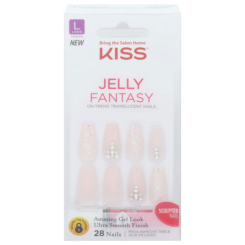 Kiss Jelly Fantasy Nails, Translucent, On-Trend, Long Length