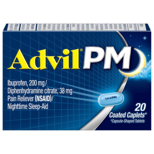 Advil PM Pain Reliever/Nighttime Sleep-Aid, Coated Caplets