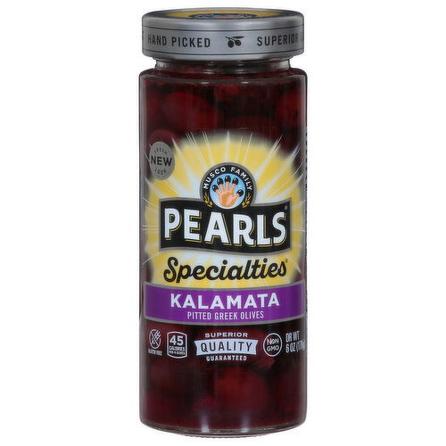 Pearls Specialties Olives, Greek, Kalamata, Pitted