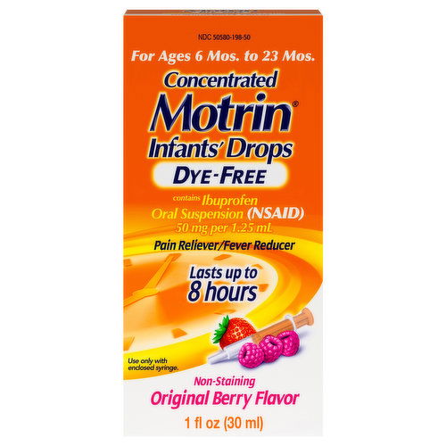 Motrin Infant's Drops, Concentrated, 50 mg, Original Berry Flavor, Dye Free