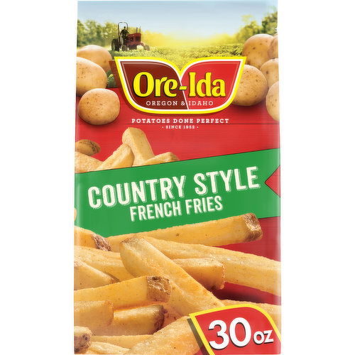 Ore-Ida Country Style French Fries Seasoned Frozen Potatoes with Skins