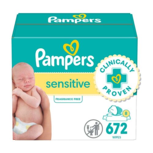 Pampers Sensitive Baby Wipes Sensitive Perfume Free 3X Pop-Top Packs 672 Count