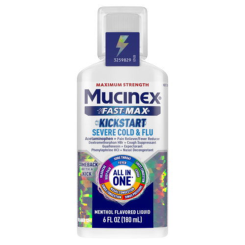 Mucinex Fast Max Severe Cold & Flu, Maximum Strength, Kickstart, Liquid, Menthol Flavor