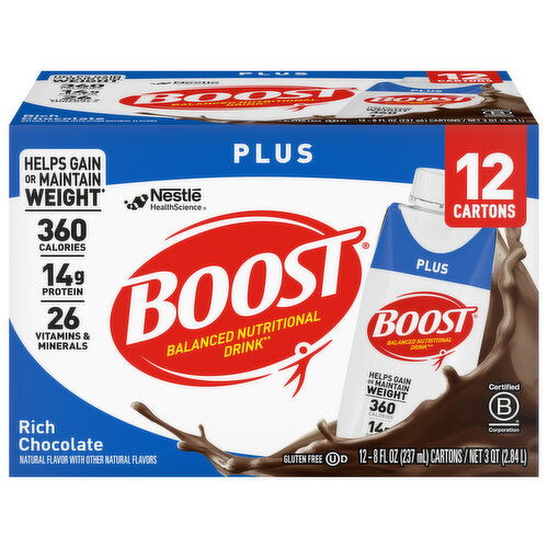 Boost Plus Nutritional Drink, Balanced, Rich Chocolate