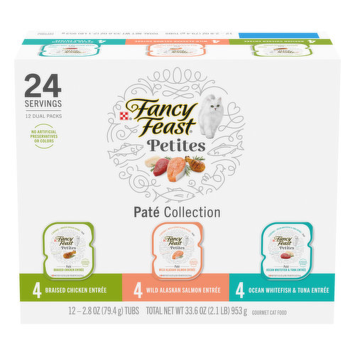 Fancy Feast Cat Food, Pate Collection, 12 Dual Packs