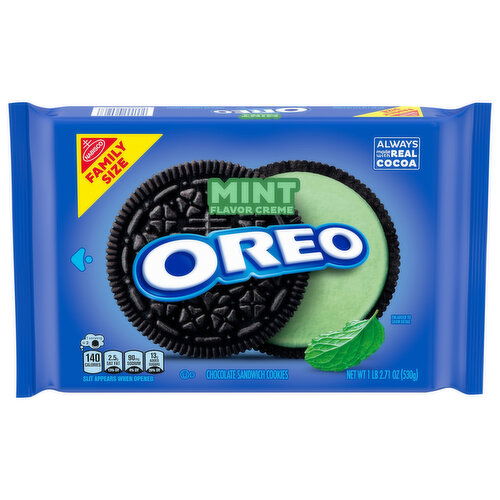 Oreo Chocolate Sandwich Cookies, Mint Flavor Creme, Family Size